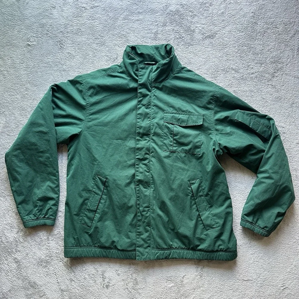 VTG Chaps Ralph Lauren Men's Green Fleece Lined Windbreaker Jacket M 90s Y2K‎